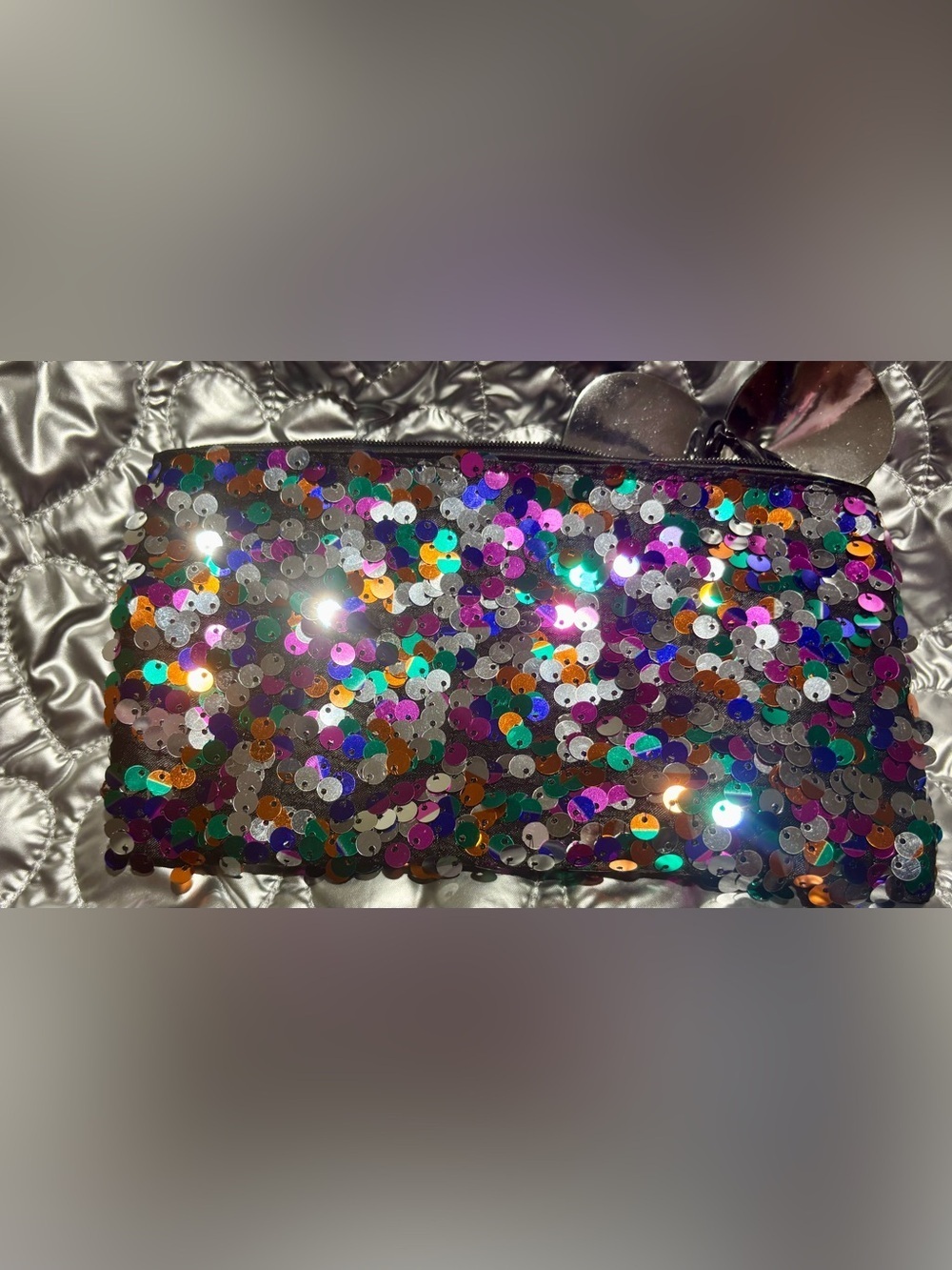 MAC Sparkle Sequin Glitter MultiColor Makeup Cosmetic Zipper Bag Clutch Pouch - Picture 9 of 10